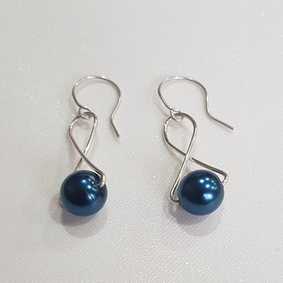 Swarovski pearl beads, with sterling silver wire and ear wires