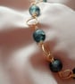 Forest Green Beaded Wire Link Bracelet, Handmade Statement Jewellery For H - Image 3