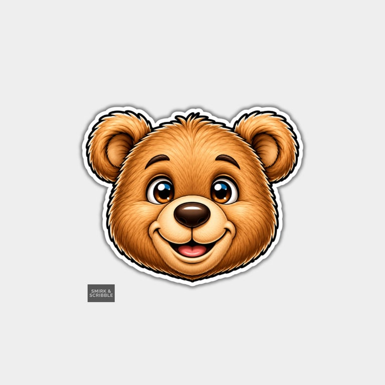 Funny Vinyl Die Cut Sticker For Adults - Cute Happy Bear Face