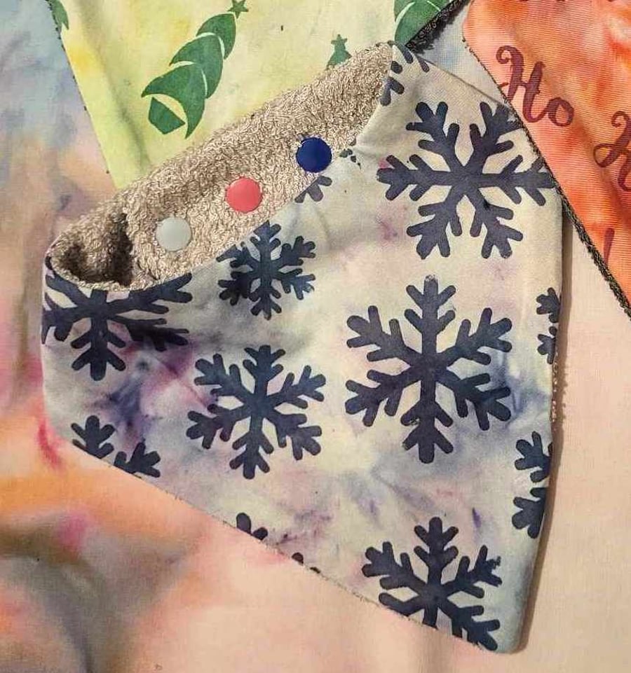Snowflake Bib - Hand stencilled and ice-dyed