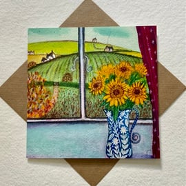 Window View,  blank greetings card