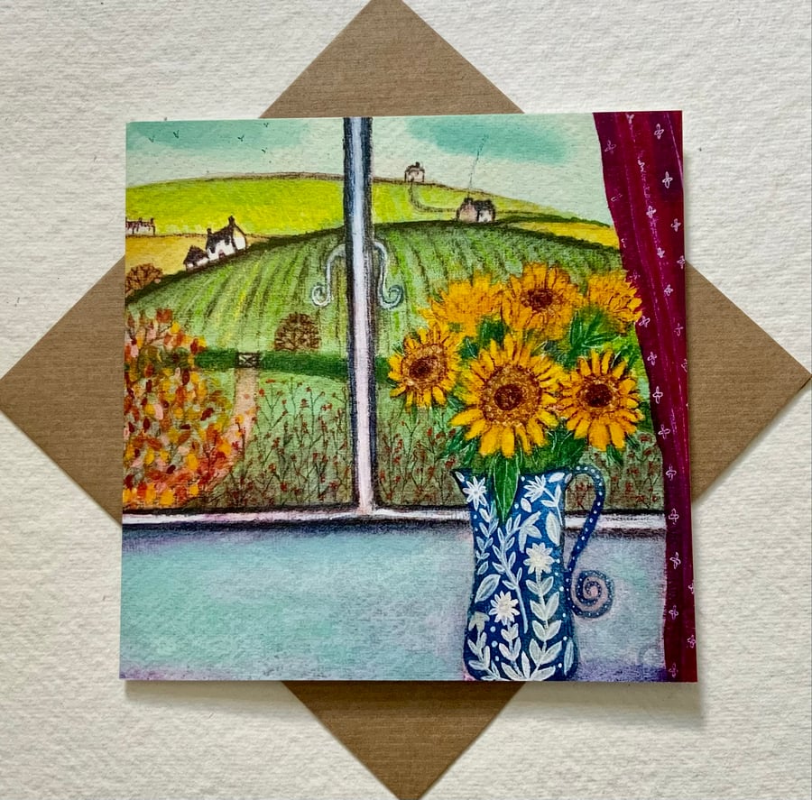 Window View,  blank greetings card