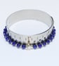 Bracelet Lapis lazuli gemstone and sterling silver stretchy handmade - Image 8