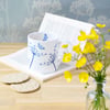 Fine bone china blue & white Cow Parsley & butterflies mug