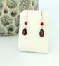 Sterling Silver Fused Glass and Agate Dangle Earrings - Image 4