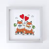Foxes With Love Hearts, Giclee print