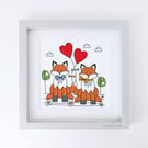 Foxes With Love Hearts, Giclee print