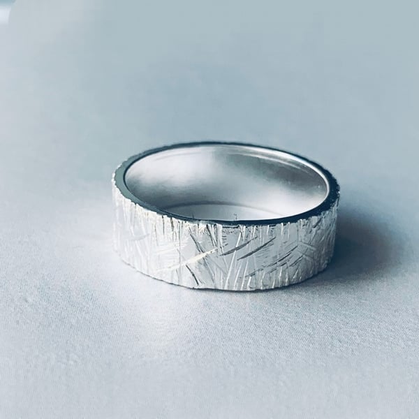 Recycled Sterling Silver Scratch textured ring