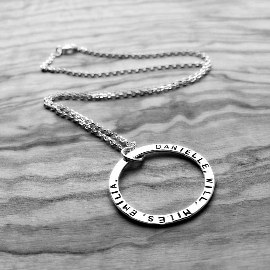 BIG FAT MOON - custom made Silver necklace, per... - Folksy