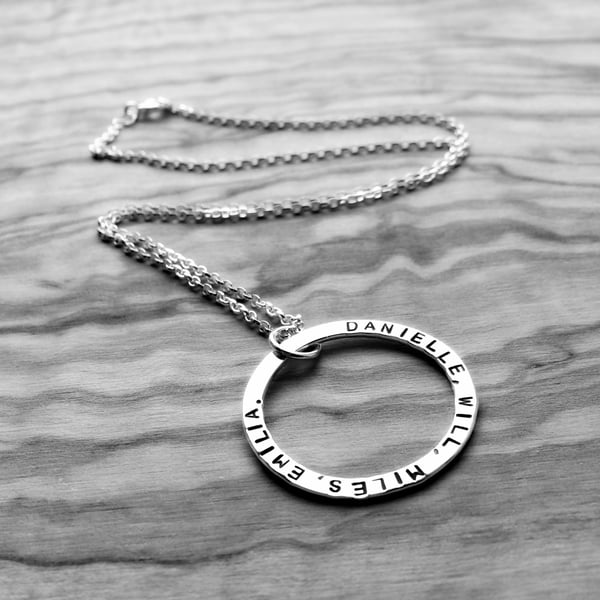 BIG FAT MOON - custom made Silver necklace, personalised with your words 