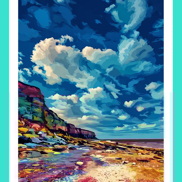 Old Hunstanton Beach Norfolk Cliffs Greeting Card A5