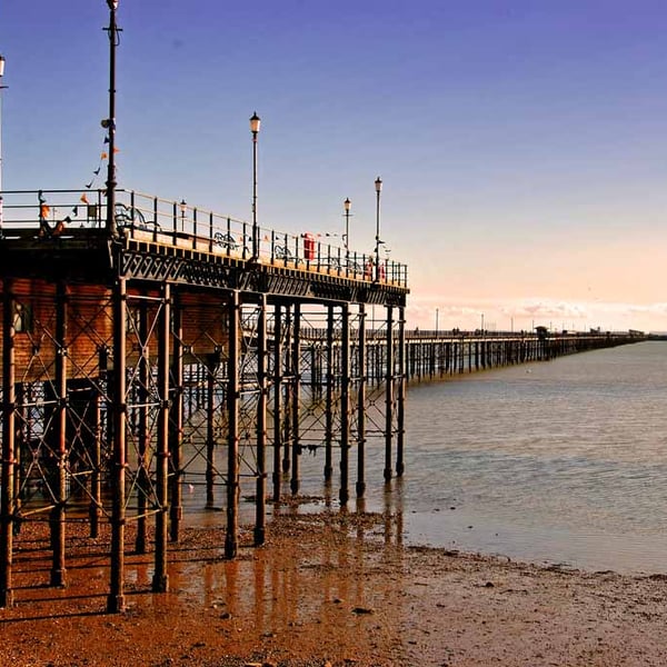 Southend on Sea Pier Three Shells Beach Essex UK 18"x12" Print