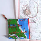 Yorkshire pouch purse storage bag upcycled from a vintage Yorkshire tea towel 