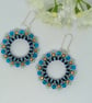 Turquoise and Gold Beaded Hoop Earrings - Image 1
