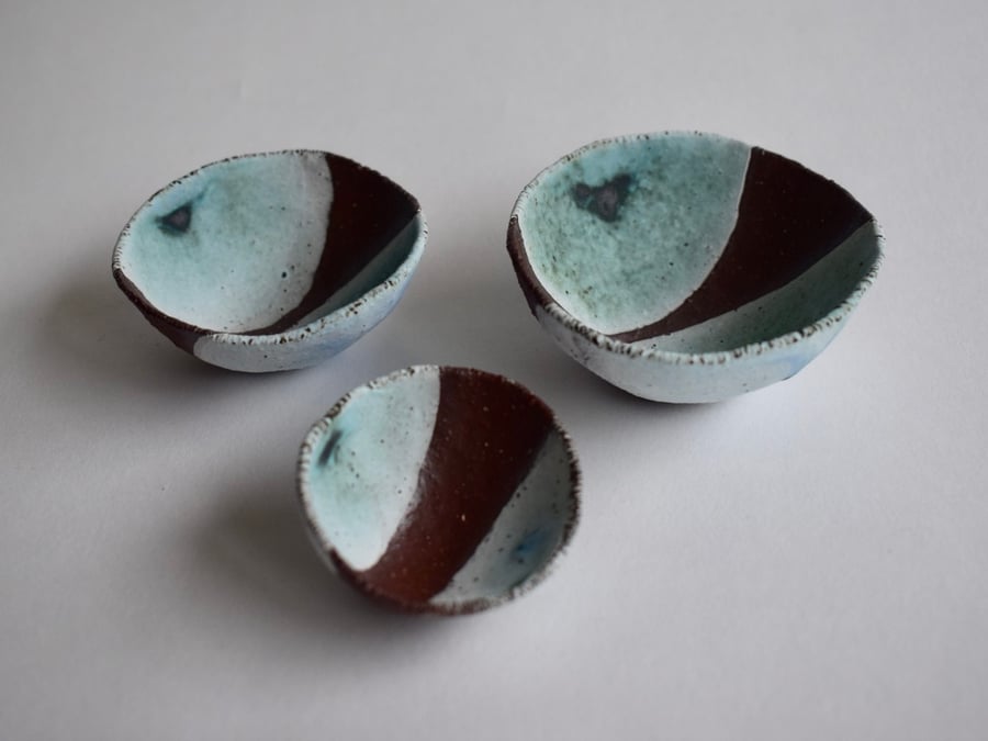 Seashell Nesting Bowls in Red Stoneware