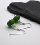 small green lampwork glass earrings