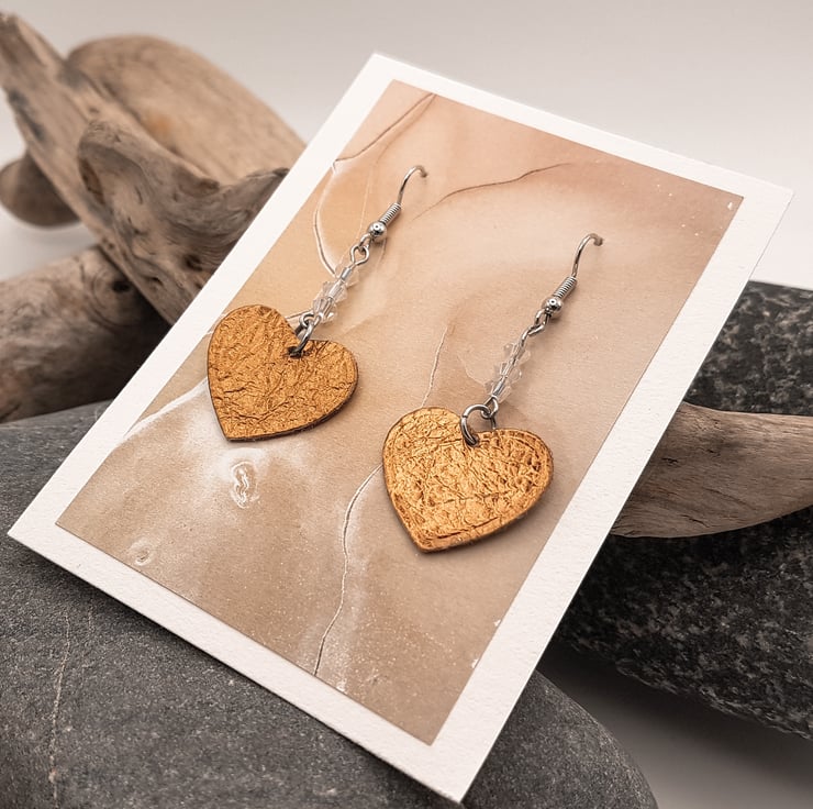 Leather heart earrings deals
