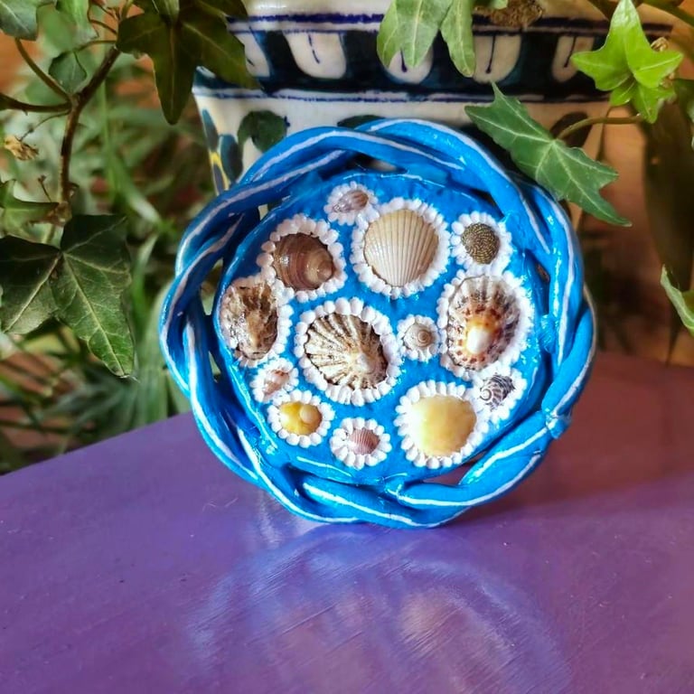 Handmade sea shell coaster