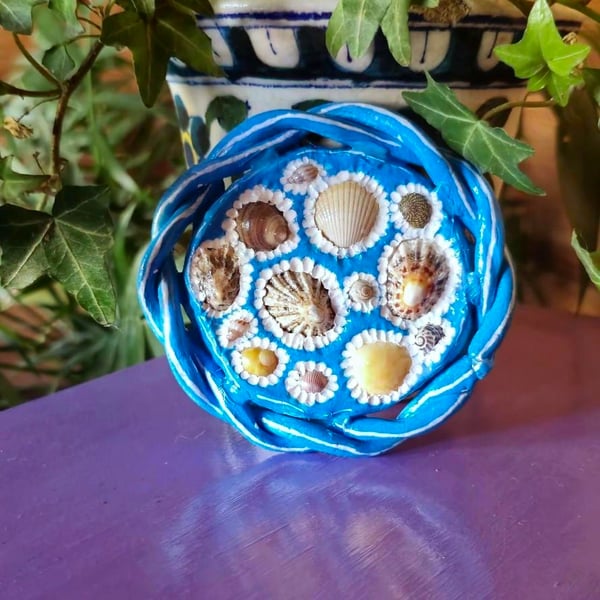 Handmade sea shell coaster