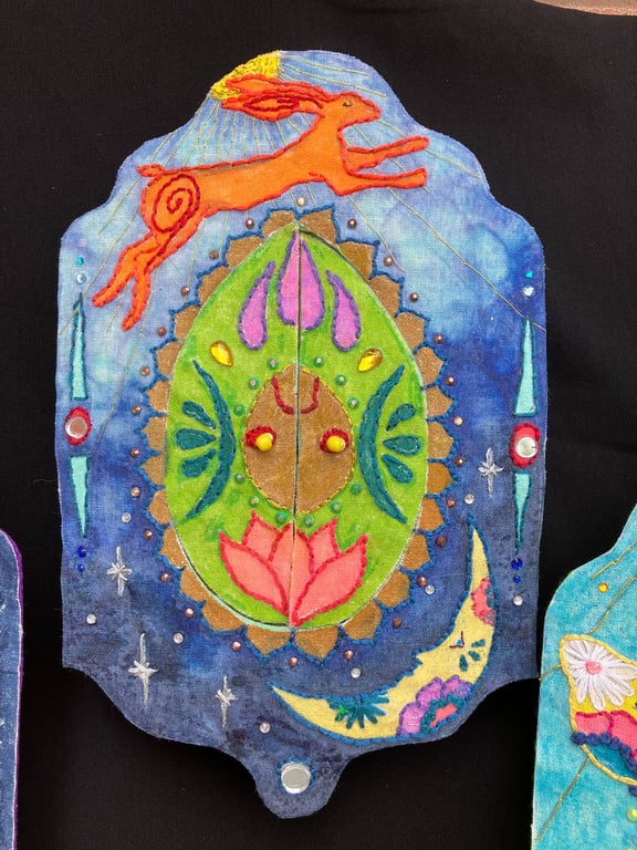 The Dawn Hare - One of a Kind Embroidered Textile Shrine