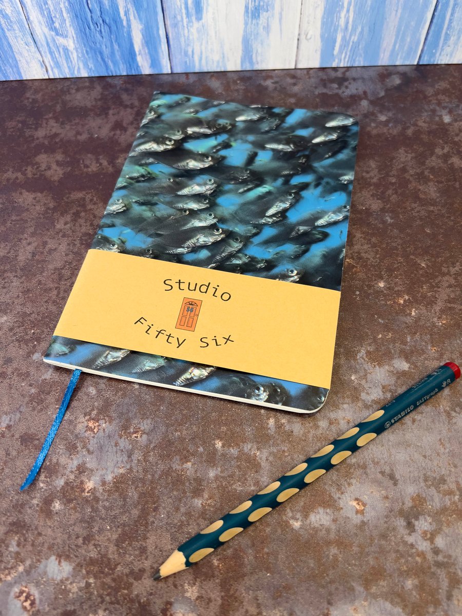 Notebook, Marine themed, A5 (ish), made from up-cycled and recycled materials.