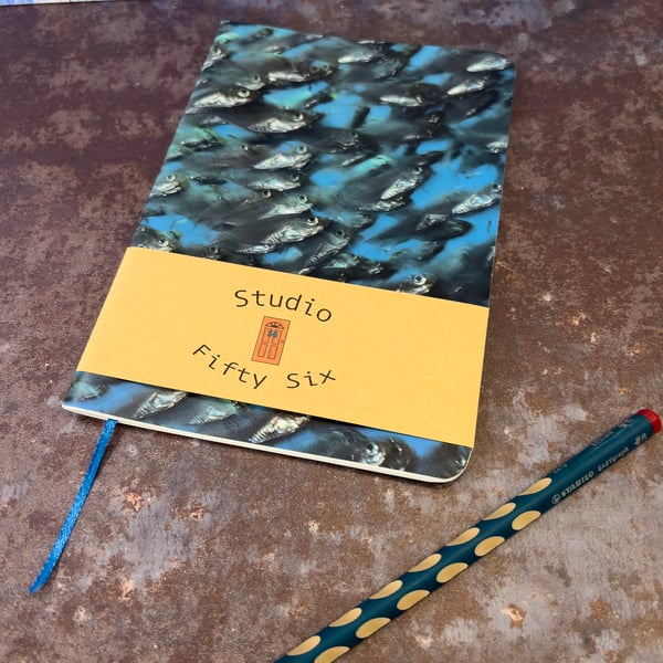Notebook, Marine themed, A5 (ish), made from up-cycled and recycled materials.