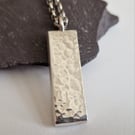 Sterling Silver ingot style pendant - handmade, recycled, textured, shiny!