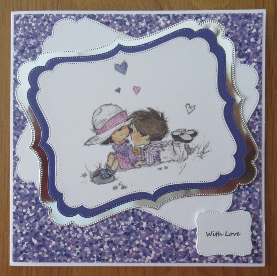 7x7" In Love - With Love Card - Purple