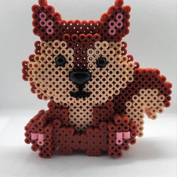 Cute 3d Red squirrel made out of hama beads 