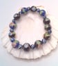 Floral Patterned Blue & Black Ceramic Bead Stretch Bracelet, Gift for Her - Image 6