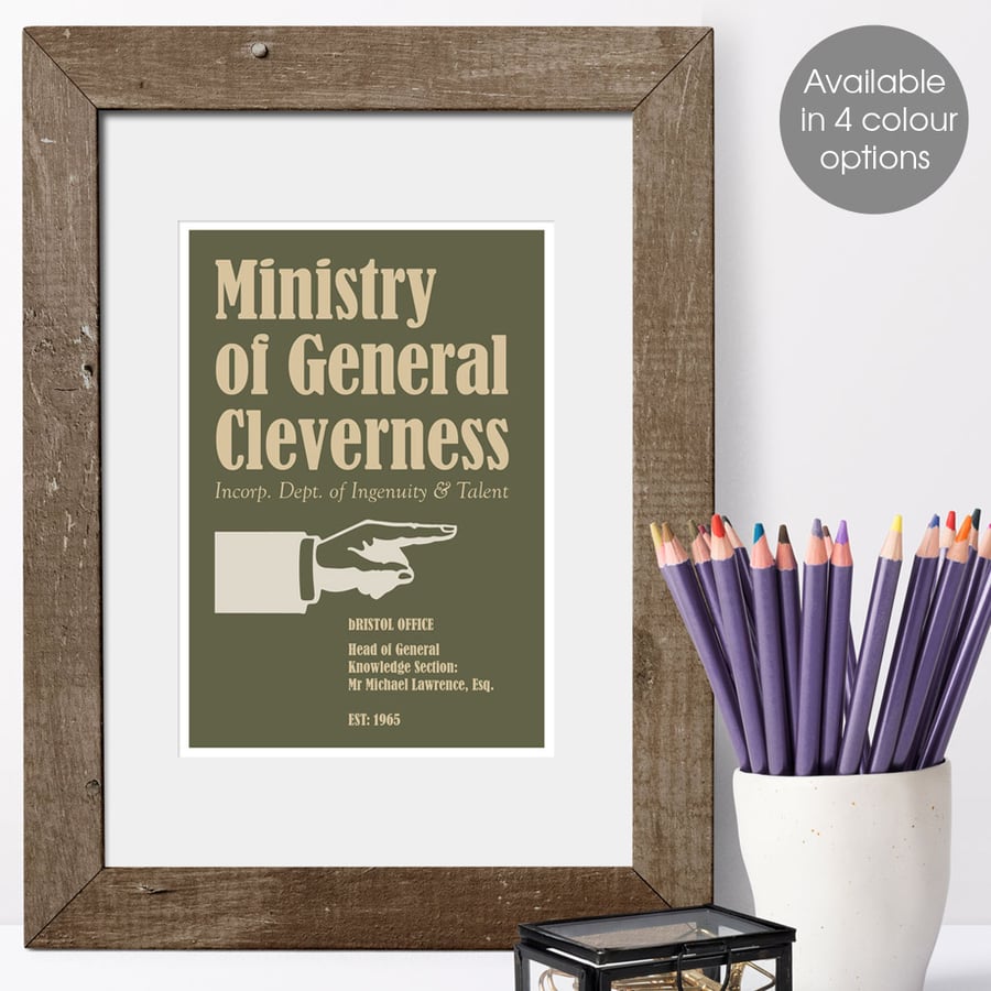 'Ministry of General Cleverness' Personalised Print