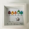 Fused glass birdies in quality acrylic box frame 
