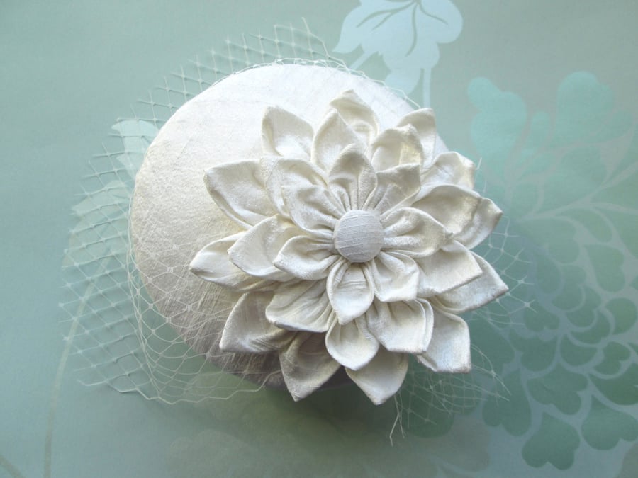 Bridal Hat - Ivory Cocktail Hat, Silk, Wedding Hat