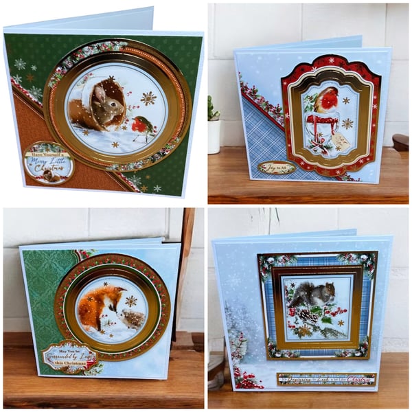 Set of Four Luxury Christmas Cards Featuring British Wildlife