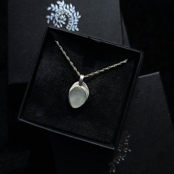 Seaham Sea Glass and Recycled Sterling Silver Pendant with Free Shipping