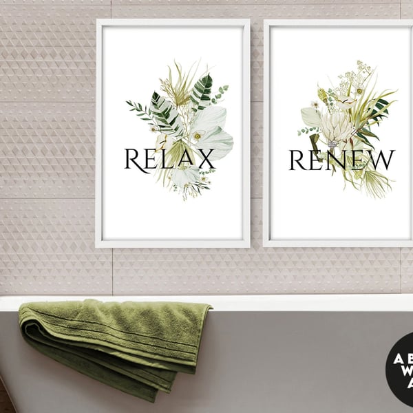 Home Decor Bathroom, Tropical Bathroom Aesthetic Spa Decoration, Botanical Print