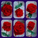 Gorgeous Handmade Red Ribbon Rose - Long Stem Artificial Flower Gift.