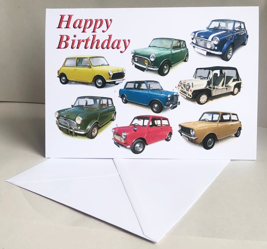 Mini Classic Cars - Greeting Cards for the British Car fan