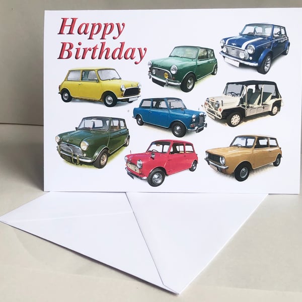 Mini Classic Cars - Greeting Cards for the British Car fan