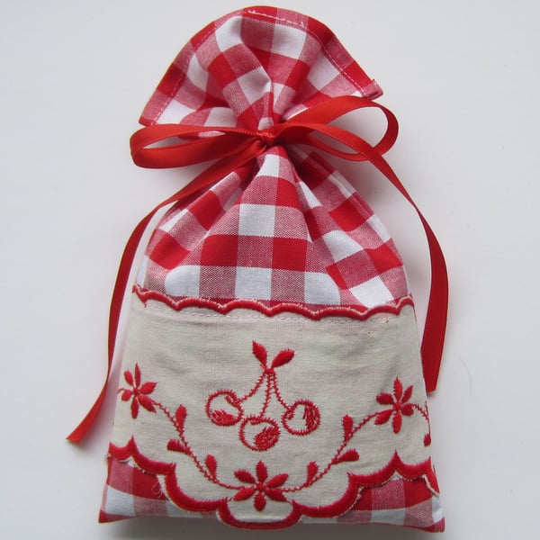 Red Gingham Cherries Lavender Sachet