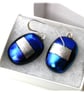 Handmade Fused Dichroic Glass Earrings 300 Blue Silver - Image 3