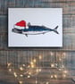Cornish Mackerel Christmas Card, pack of 5 - cute fish, xmas, coastal, funny - Image 1