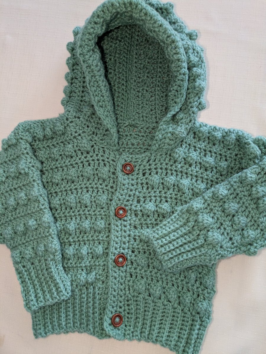Glacier green hooded cardigan ages 6 months 