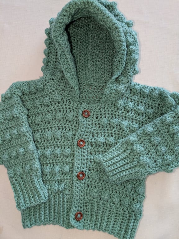 Glacier green hooded cardigan ages 6 months 