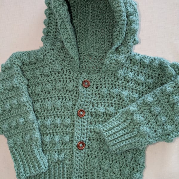 Glacier green hooded cardigan ages 6 months 