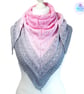 Pink and grey ombre crochet lace cotton shawl. Crochet shawl. Pink grey scarf. - Image 10