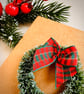 Mini Christmas wreath greeting card tartan bow pine ring holiday wishes  - Image 9