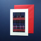 Individually Hand Crafted tartan Textile patchworked Blank Card