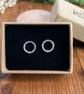 Silver Luna Circle Stud Earrings - Image 4