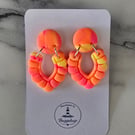 Polymer clay neon stud drop earrings on silver plated earhooks